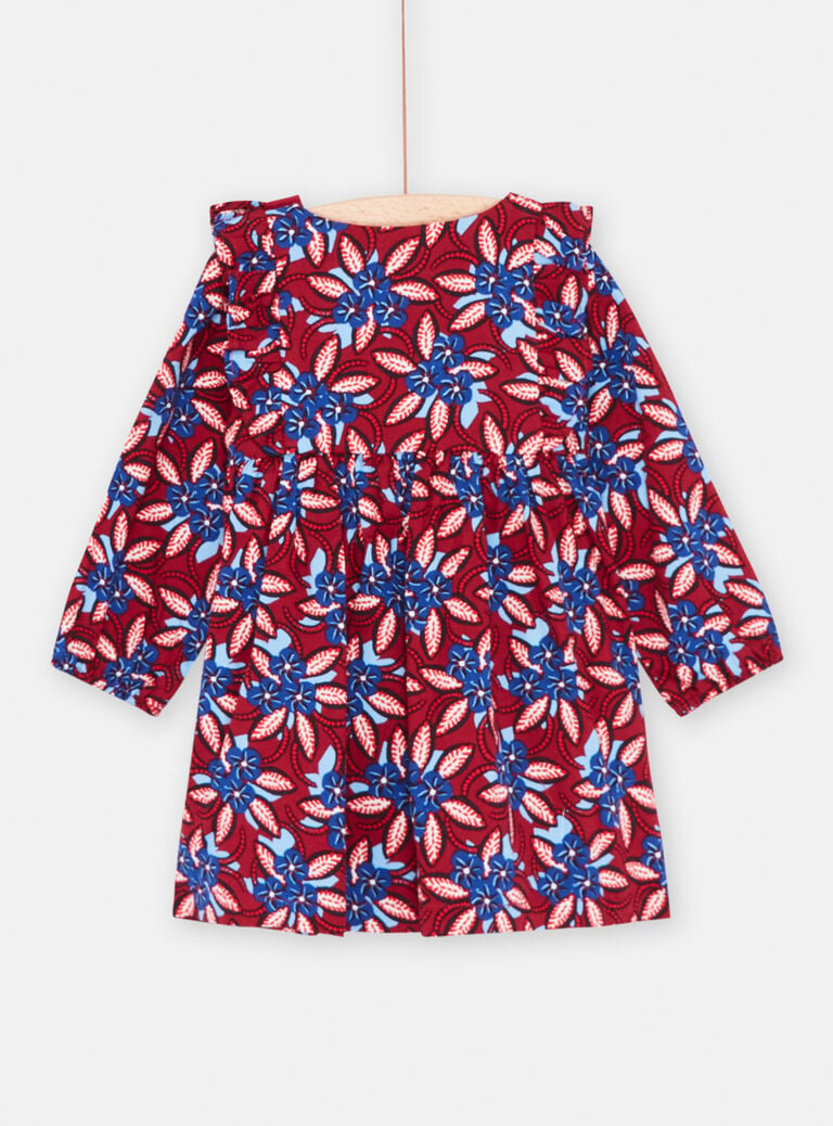 Robe rouge et bleu à imprimé fleuri bébé fille