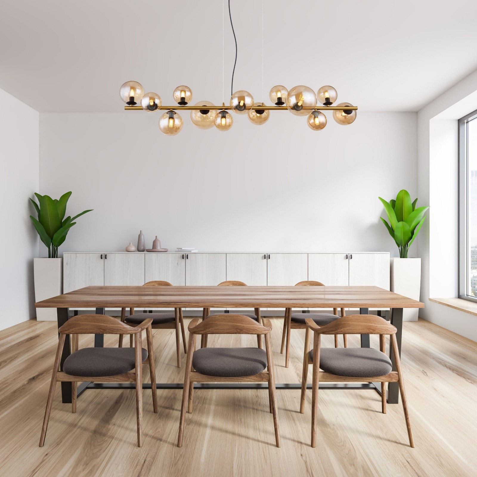 LED-Hängeleuchte - messingfarben matt - 120 cm breit