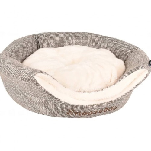 Toca Flamingo Snoozebay com almofada cinza bege para gatos