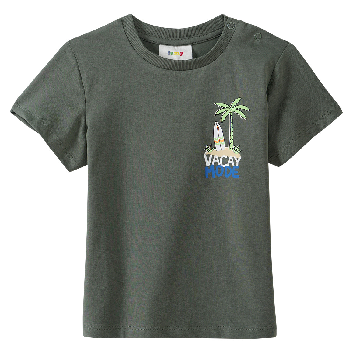 Famy 3 Baby T-Shirts in verschiedenen Dessins orange / dunkelgrün / beige