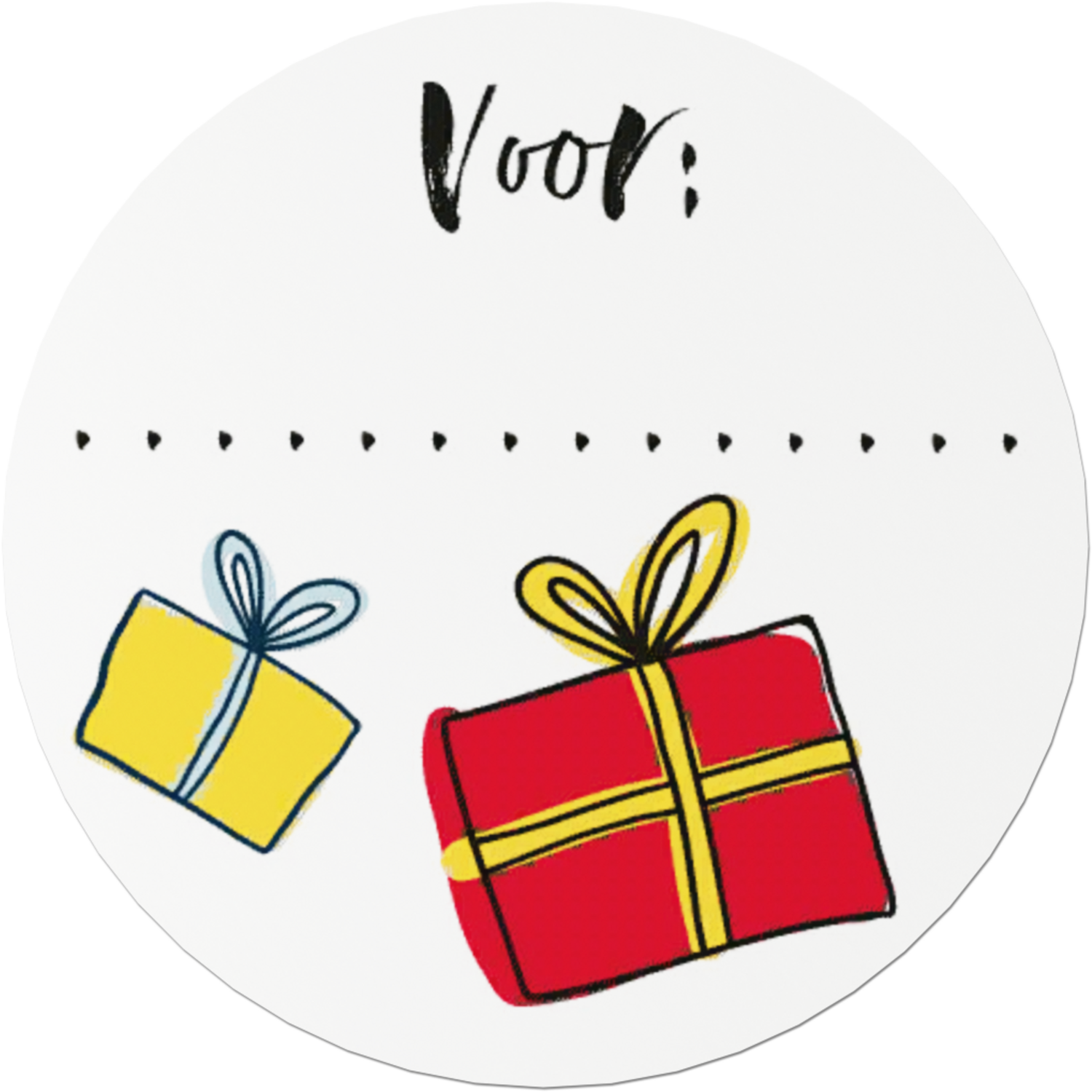 Etiket, Cadeauetiket, papier, Voor.., ∅40mm, rood/geel/wit
