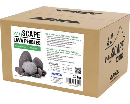 Aquariumdecoratieset ARKA mySCAPE Lava Pebbles Mix ca. 20 kg, 30 x 10 - 30 mm, 15 x 50 - 70 mm, 5 x 90 - 120 mm, 2 x 120 - 200 mm, 1 x 200 - 300 mm Aquascaping