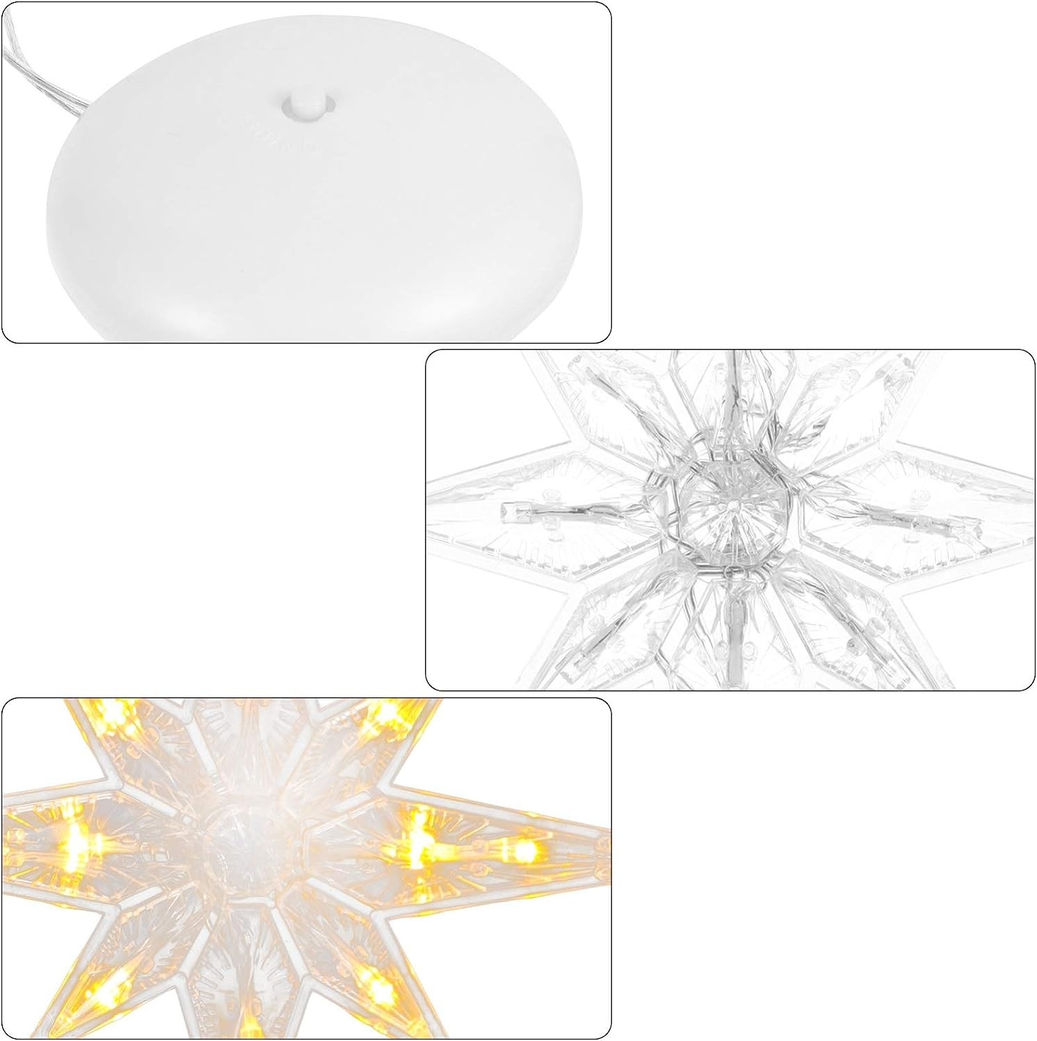 (20cm) Weihnachts LED Deko Licht Stern Hängelampe für Christbaum / Fenster (Batteriebetrieben) - Warmweiss