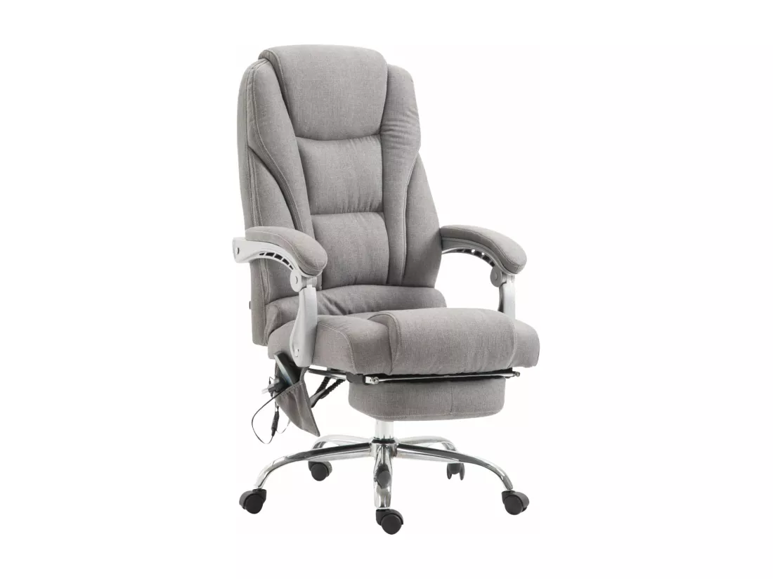 Chaise de bureau - Tissu & Métal chromé - Gris - Pacific