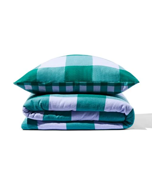 housse de couette flanelle 140 x 200/220 carreaux vert