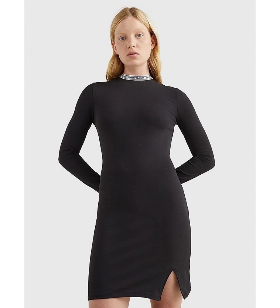 Vestido justo preto com logo da Tommy Jeans