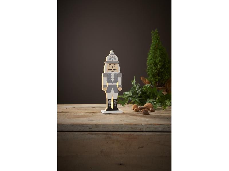Star Trading LED-Figur Nutcracker, 25 cm, Grau LED Tischdekoration Nussknacker