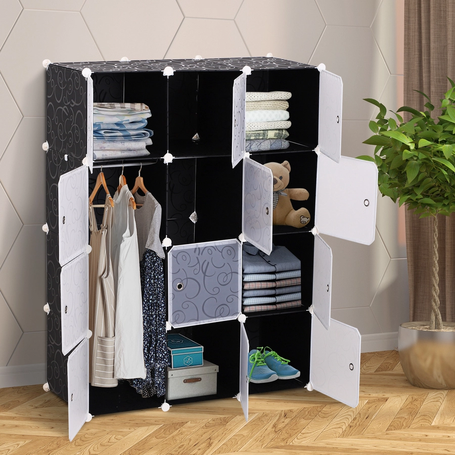 HOMCOM Kleiderschrank mit Stecksystem schwarz, weiß
