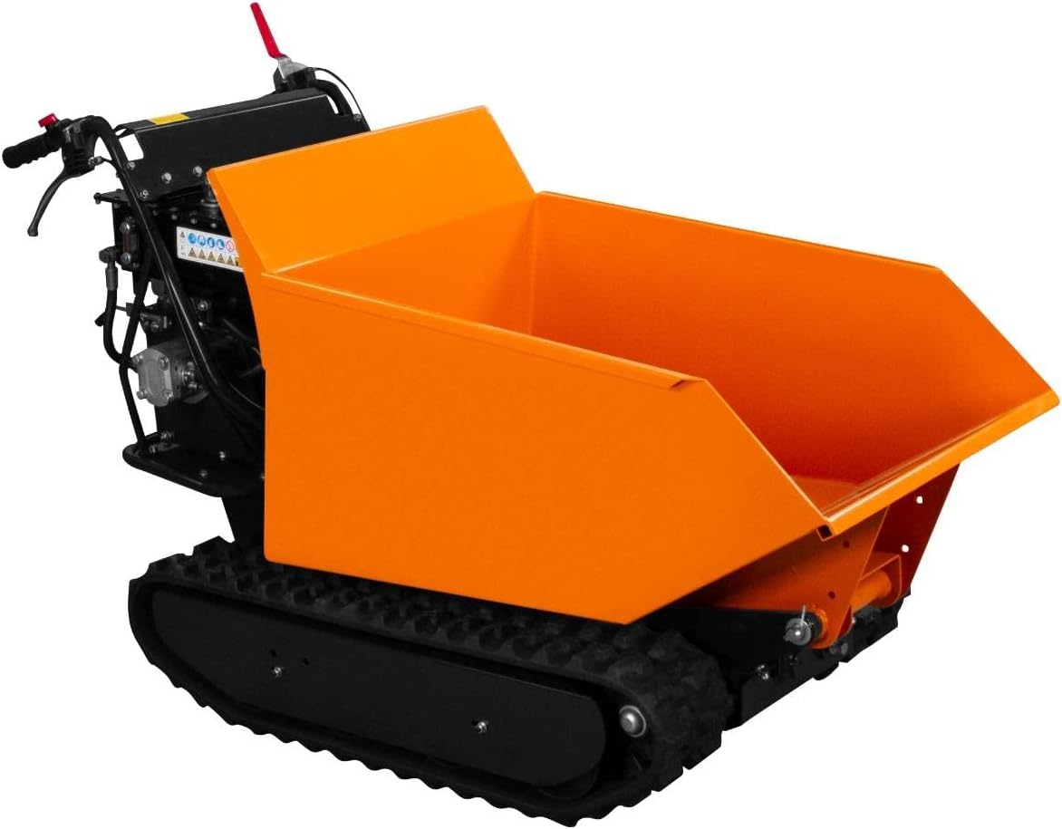 Mini Raupendumper Dumper 500kg Benzin Motorschubkarre Raupenantrieb Kettendumper Motor Schubkarre Minidumper Hydraulische Kippfunktion 270cc 9PS 4 Gänge Stahl GRATIS Rampe Schneeschild & Erweiterung