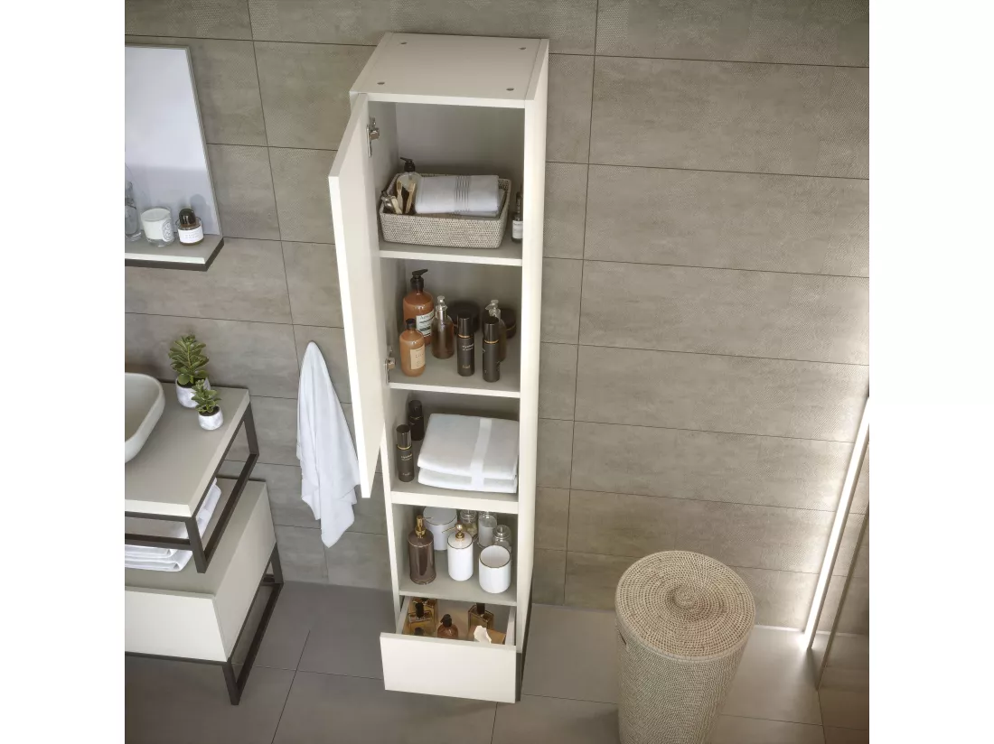 Colonne de salle de bain SPA 1 porte 1 tiroir 180x35x35 cm blanc T-BATH