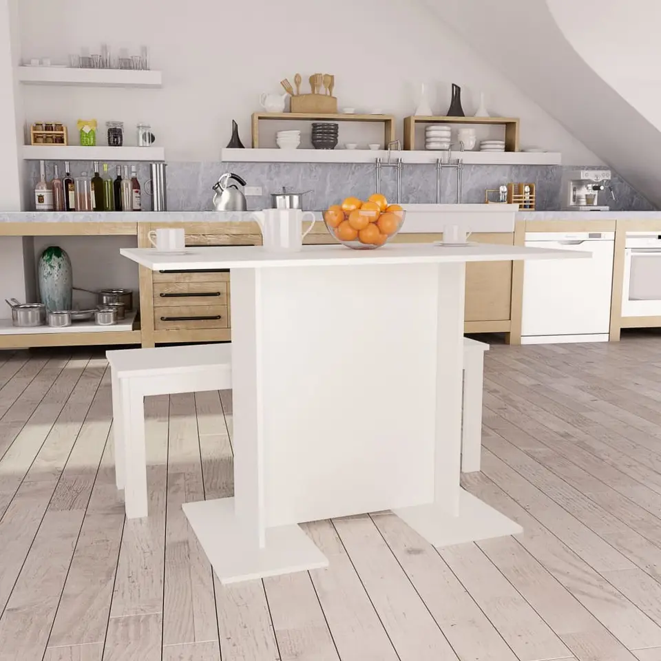 vidaXL - Eettafel - Wit - Bewerkt hout