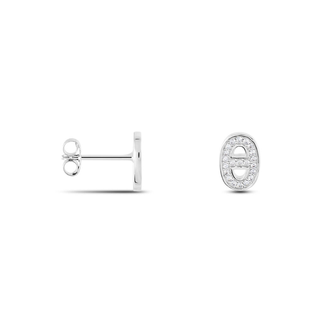 Boucles D'oreilles Puces Argent Blanc Caprina Oxydes De Zirconium