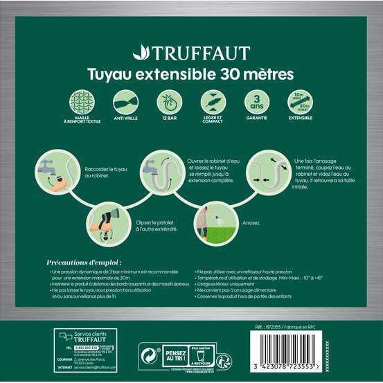 Tuyau d'arrosage extensible 30m