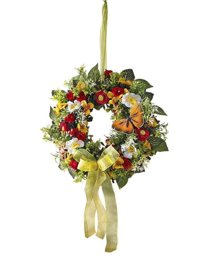 Wand- oder Türschmuck mit Frühlingsblumen