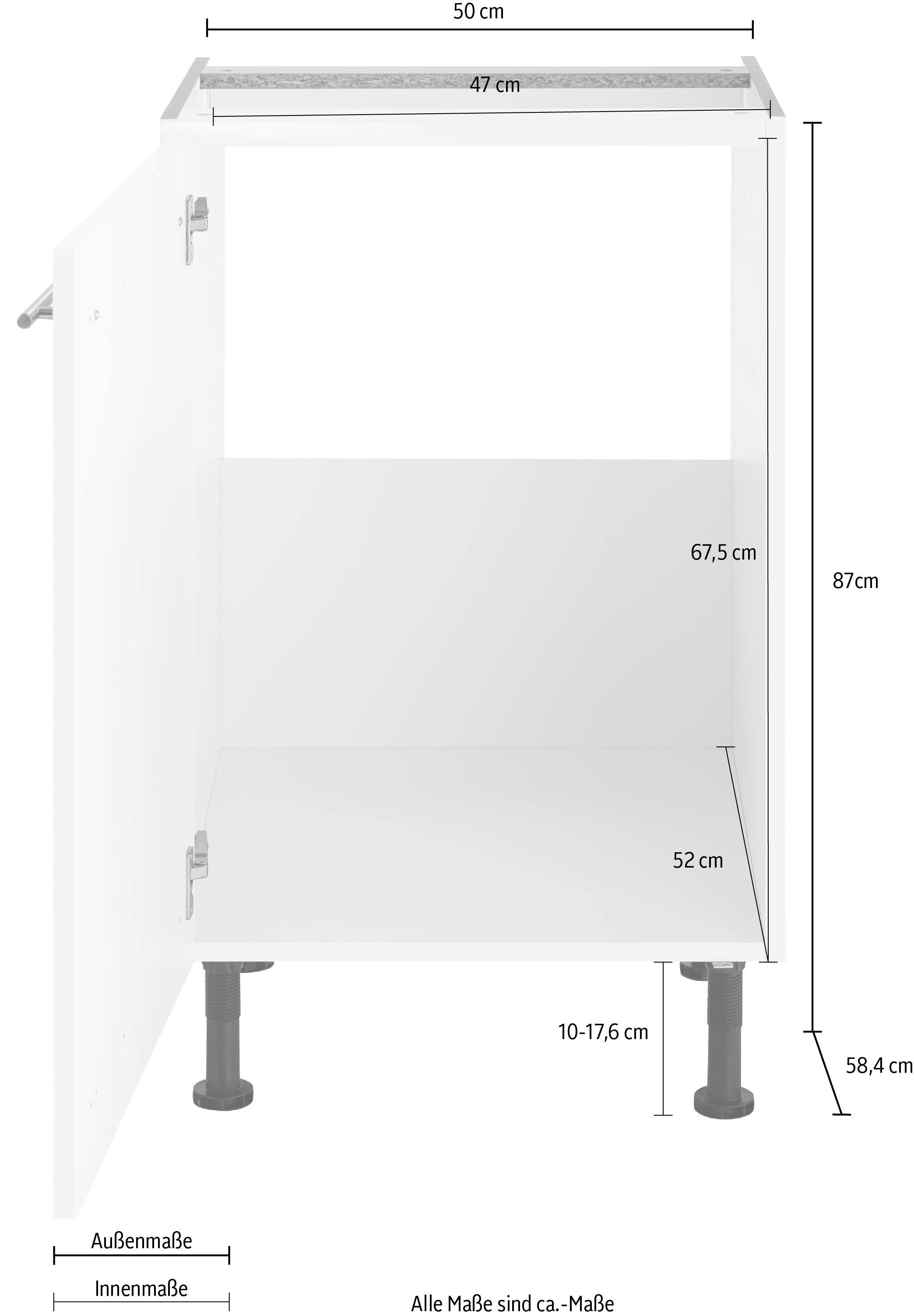 OPTIFIT Spülenschrank »Bern« 50 cm breit, mit 1 Tür, mit höhenverstellbaren Füssen, mit Metallgriff