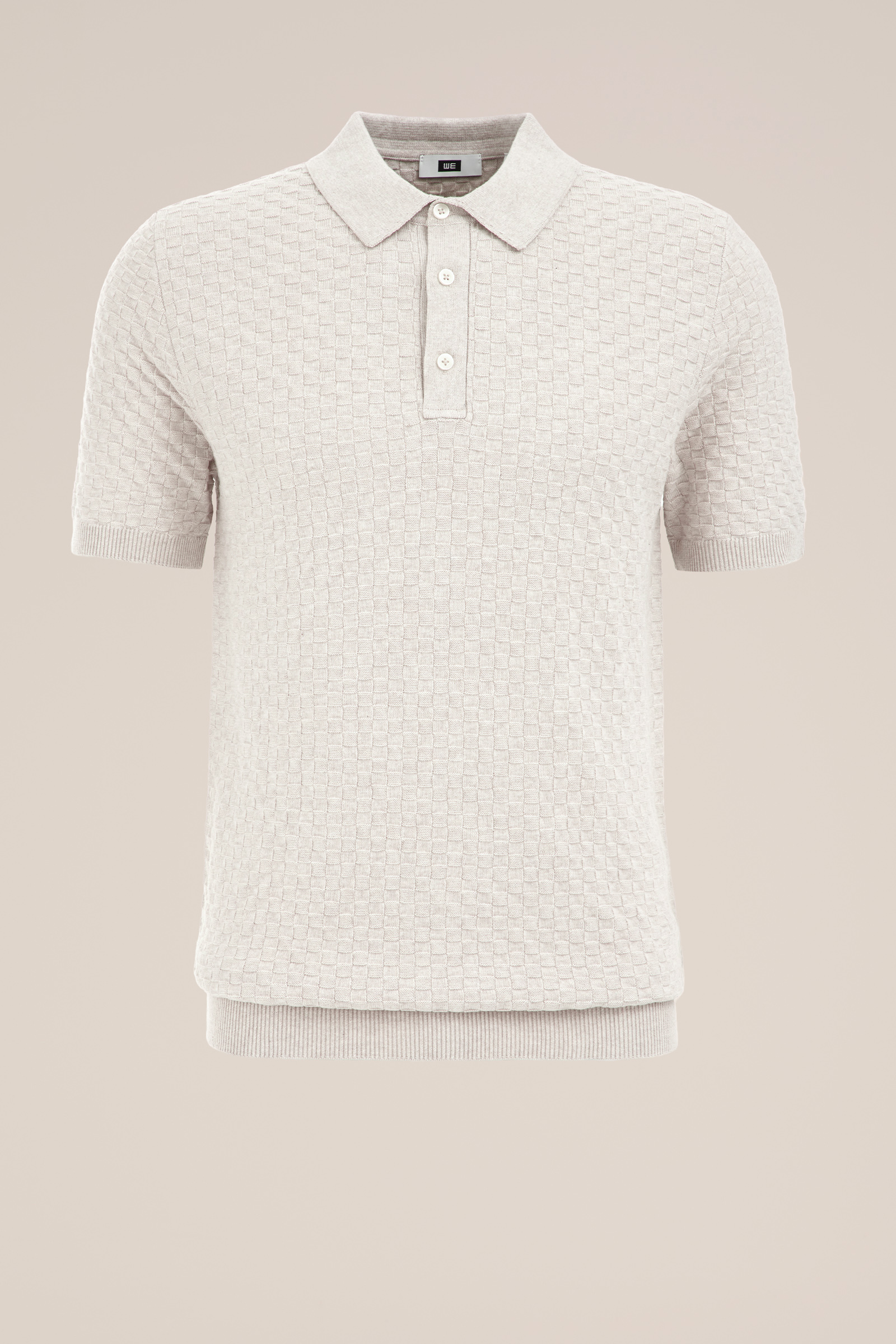 fijngebreide polo met structuur WE Fashion Beige