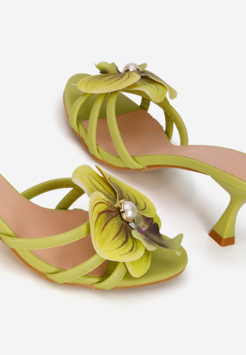 Mules à talon fin vert Florentia