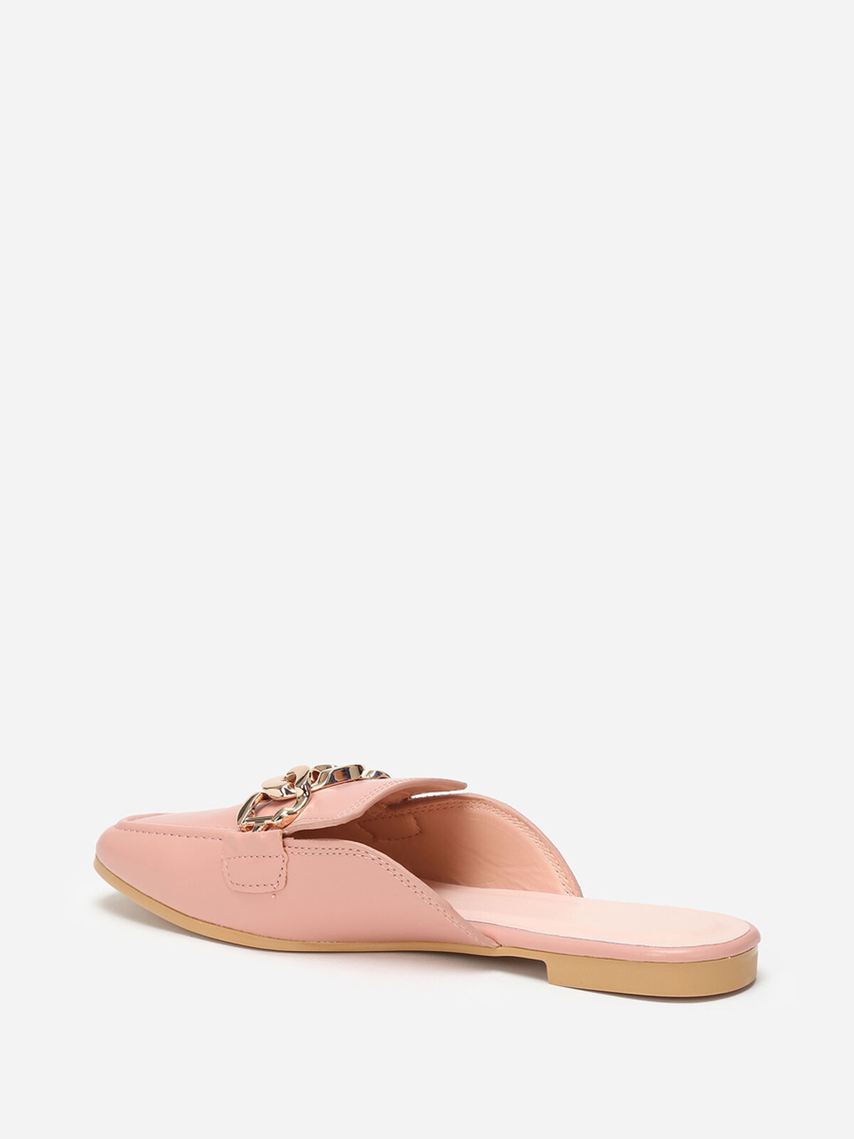 Mules mocassins avec bride à maillons- Rose