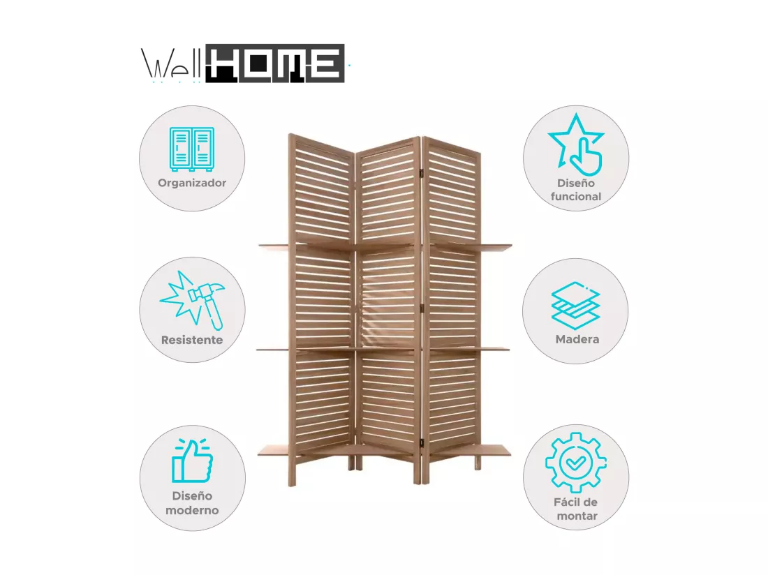 WELL HOME - PRÉSENTOIR 3 ÉTAGÈRES EN BOIS