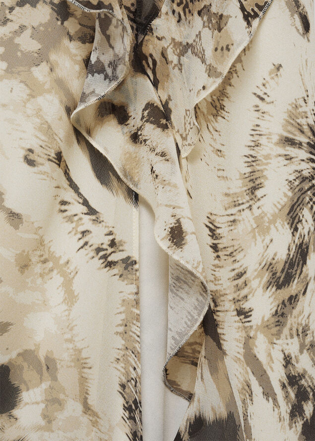MANGO Animal print ruffled dress Light beige