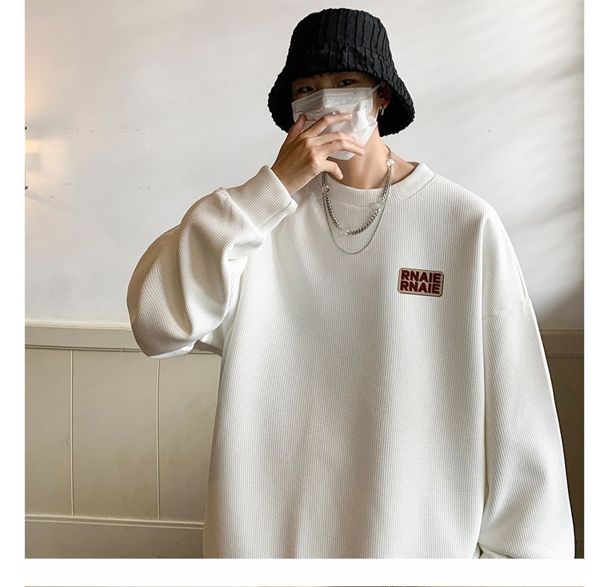 POSI - Sweatshirt met ronde hals en wafelmotief