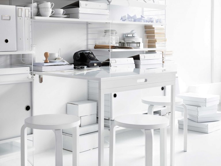 String Furniture Cabinet with sliding doors 78 x 20 x 37 cm walnoot