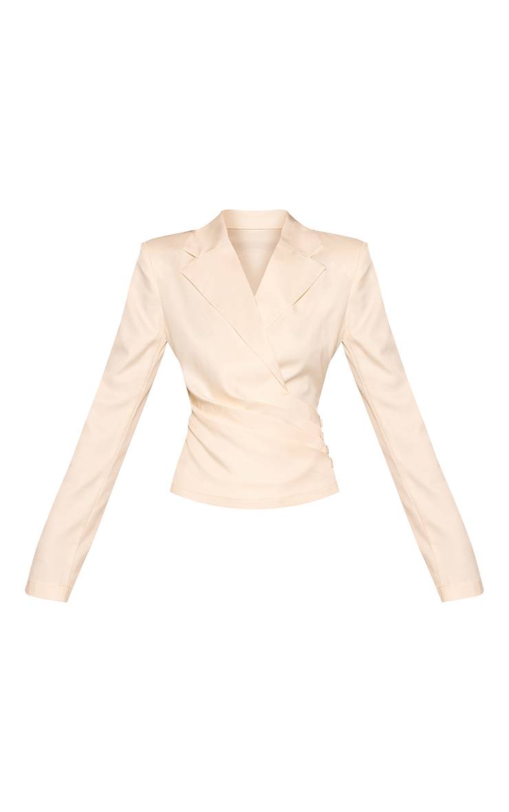 Amande Ensemble Coordonné Blazer Cintré Plissé À Détail Cache-cœur