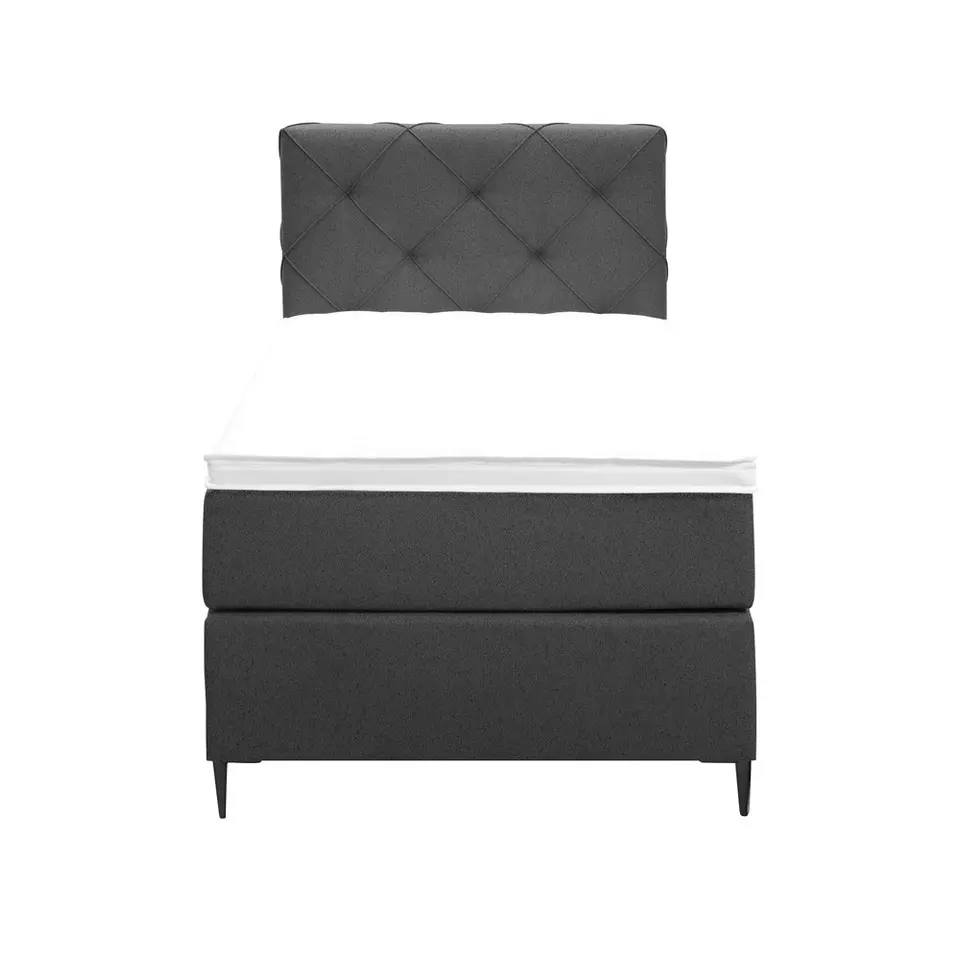 Boxspring Liv geruit - antraciet - 90x200 cm - slanke poot