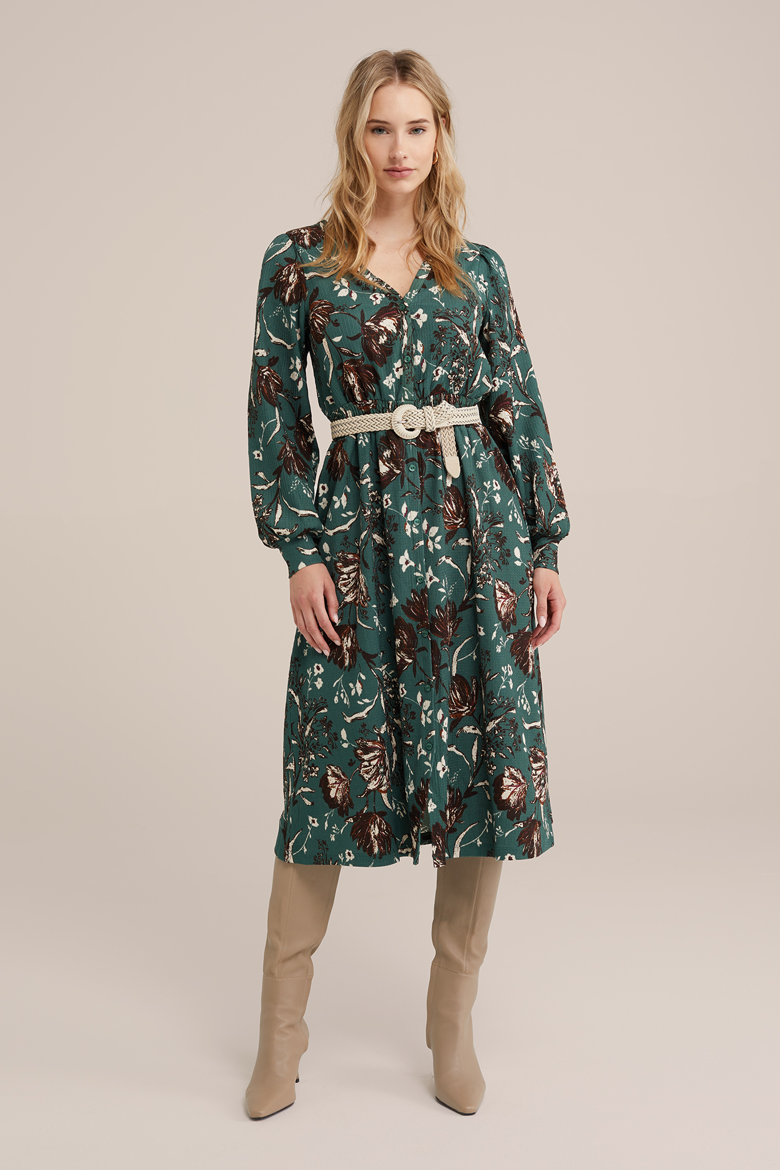 jurk met dessin WE Fashion Groen