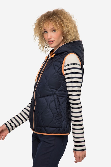 Wende-Steppweste, Kapuze, Zipper