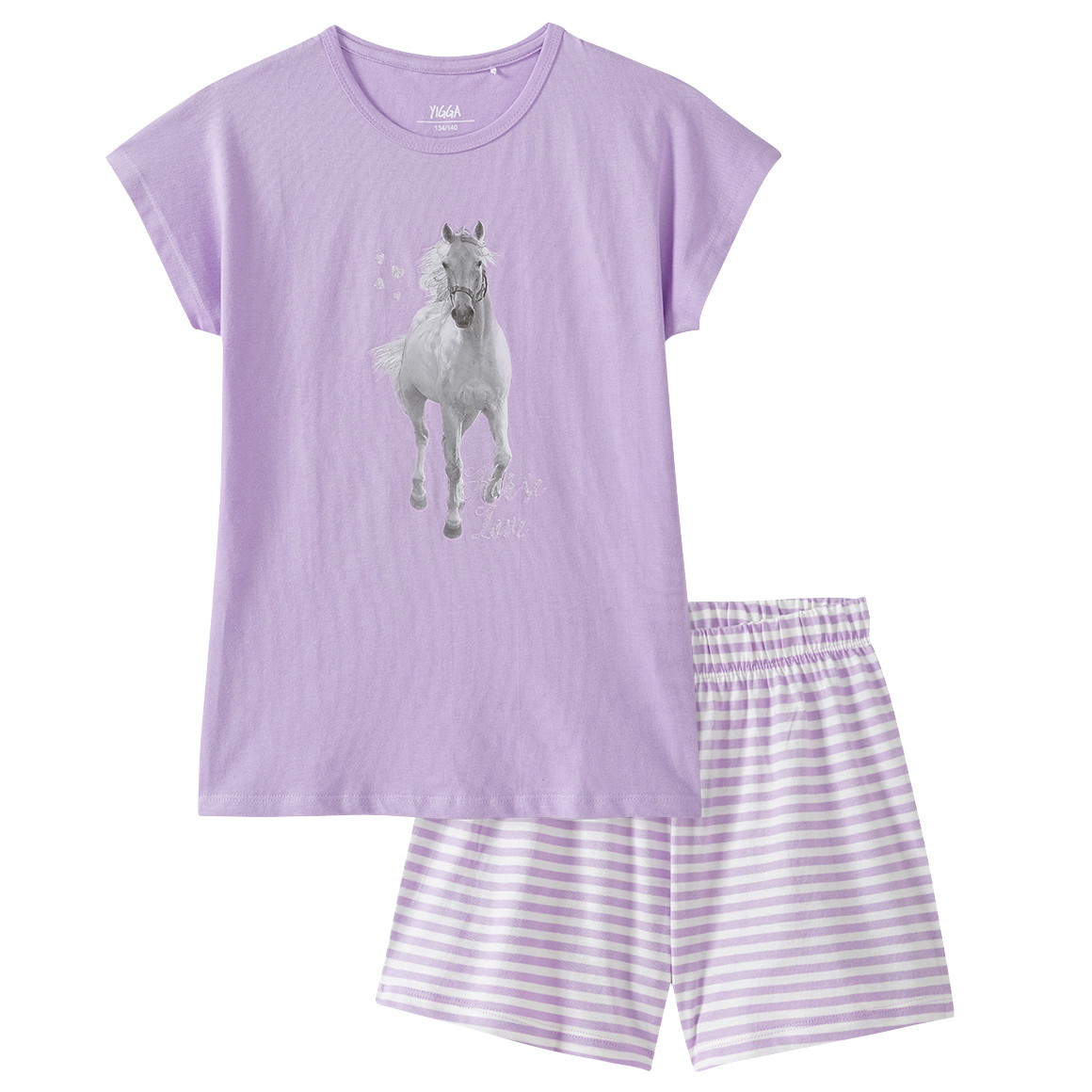 Yigga Mädchen Shorty mit Pferde-Motiv helllila