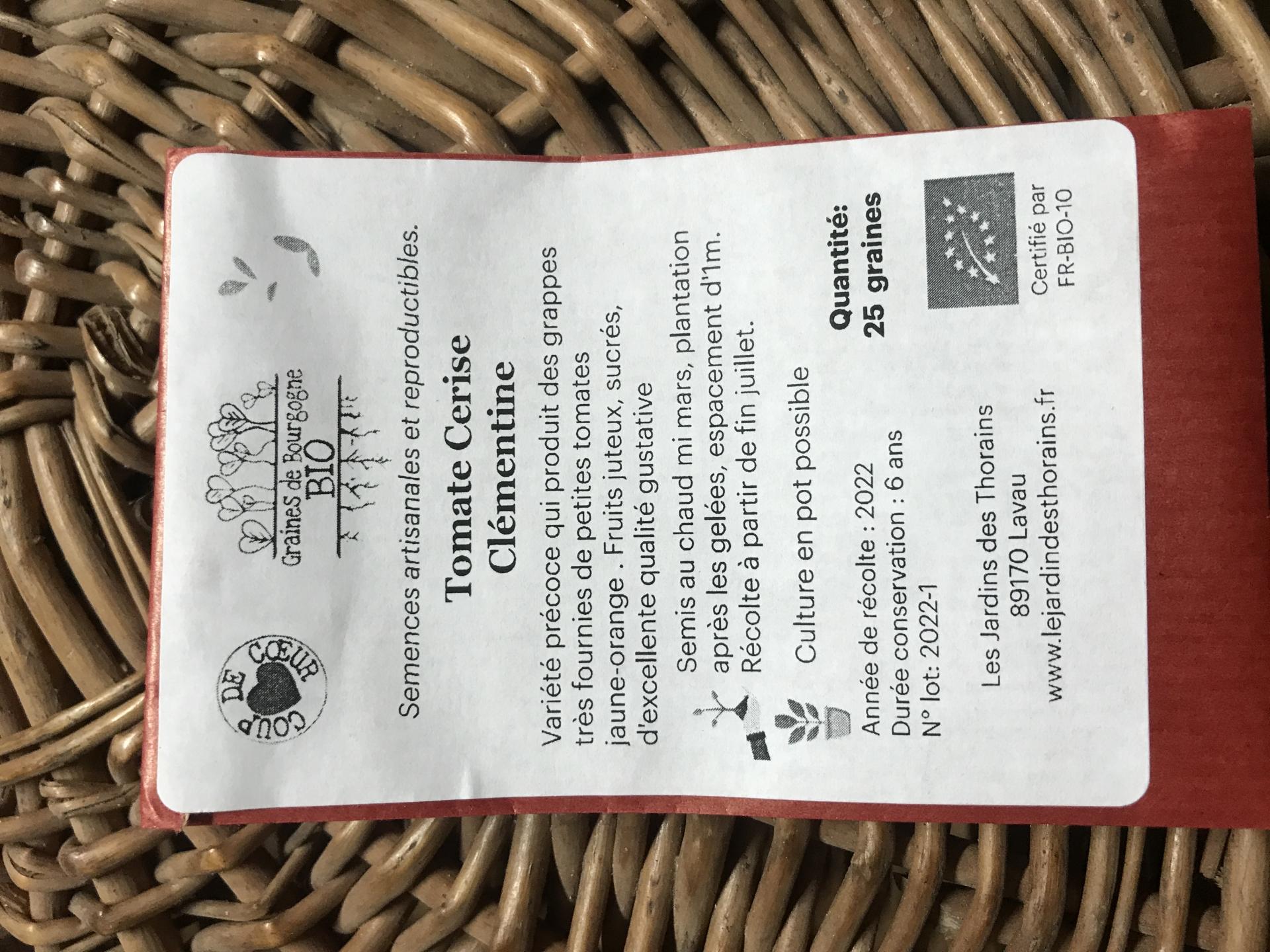 Lot de 5 sachets de graines de tomates cerises anciennes bio