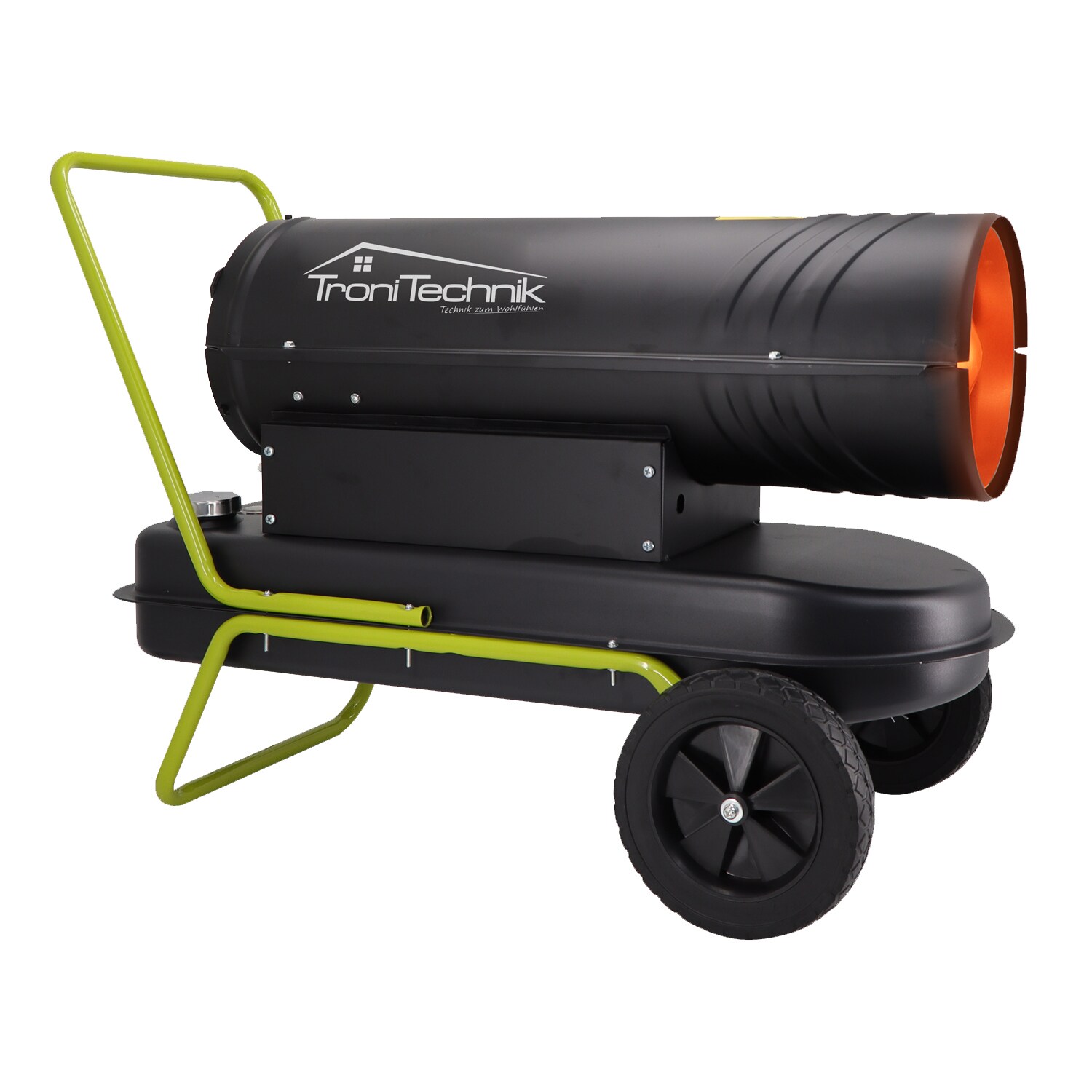 TroniTechnik® TT-HK-242 Heizkanone Dieselkanone Heizlüfter 20kW mit Handgriff, Rohrrahmen und Rädern, Bauheizer,19l Tank