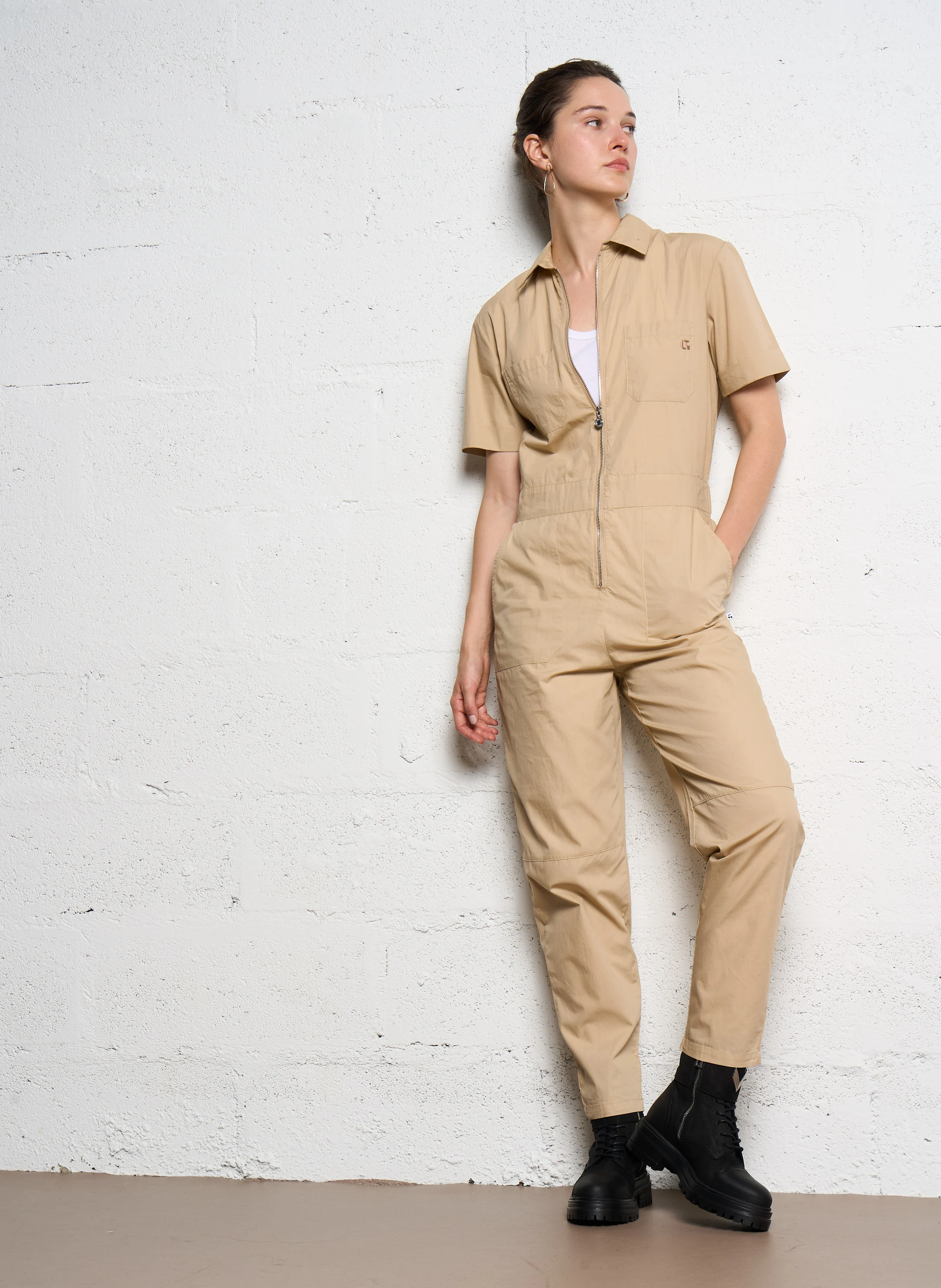 WIDE - Combinaison droite en coton | Blanc
