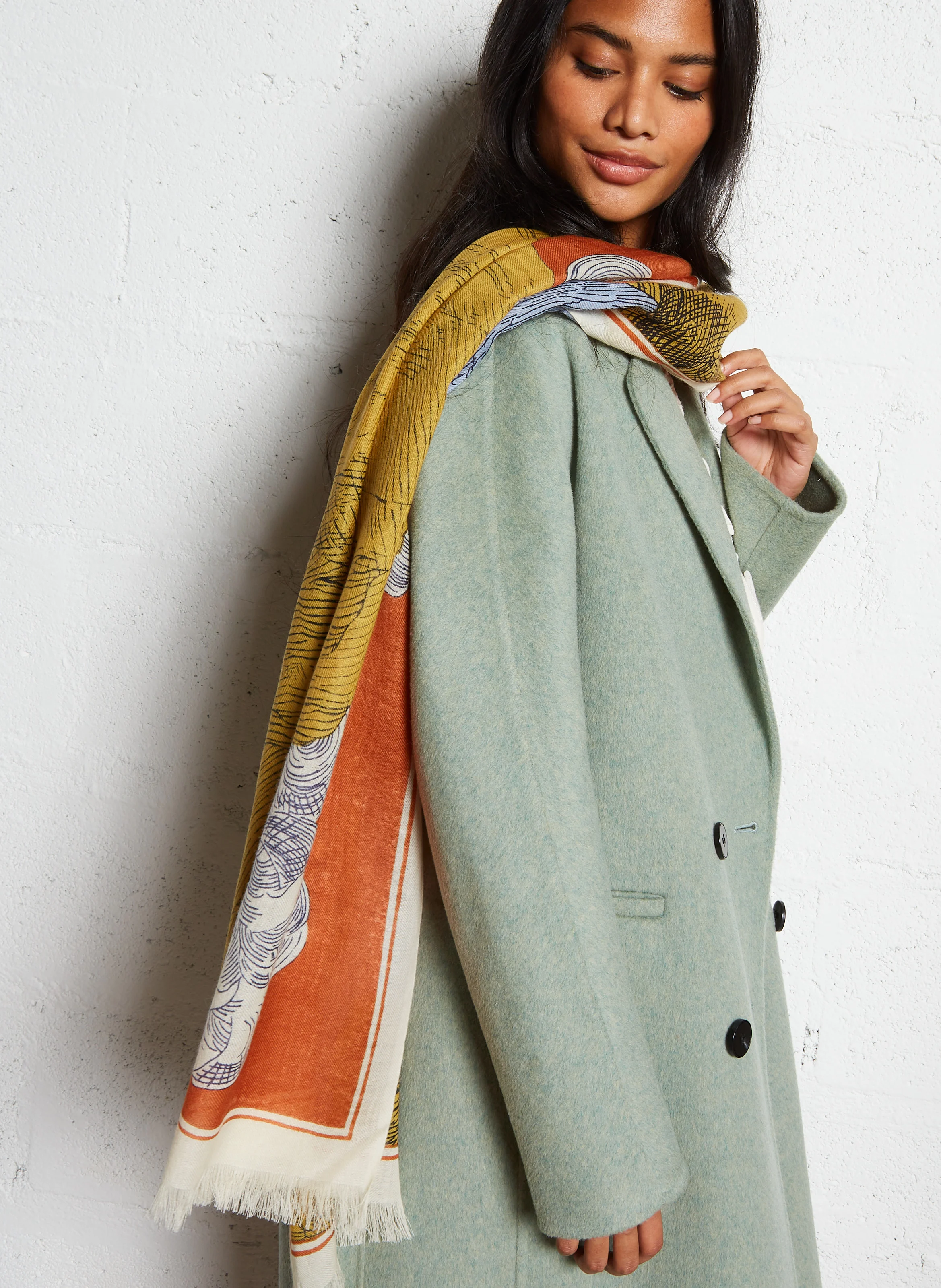 MONTANA - Foulard imprimé en laine | Orange