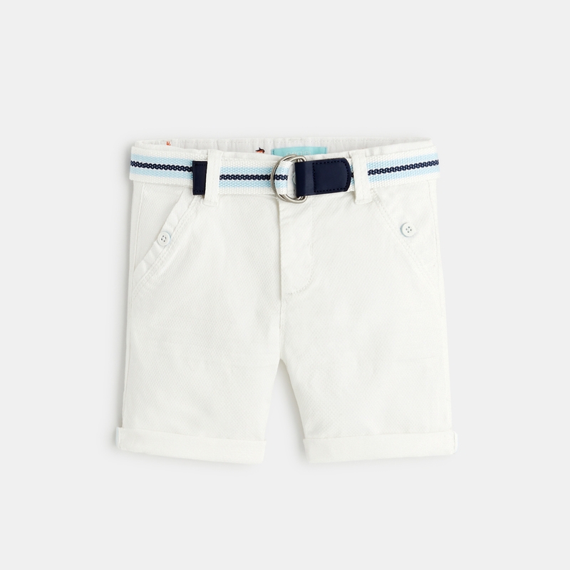Bermuda chino maille fantaisie blanc bébé garçon
