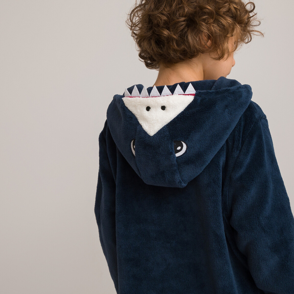 COLEÇÕES LA REDOUTE<br>Xadrez com mangas e capuz em fleece, estampa de tubarão