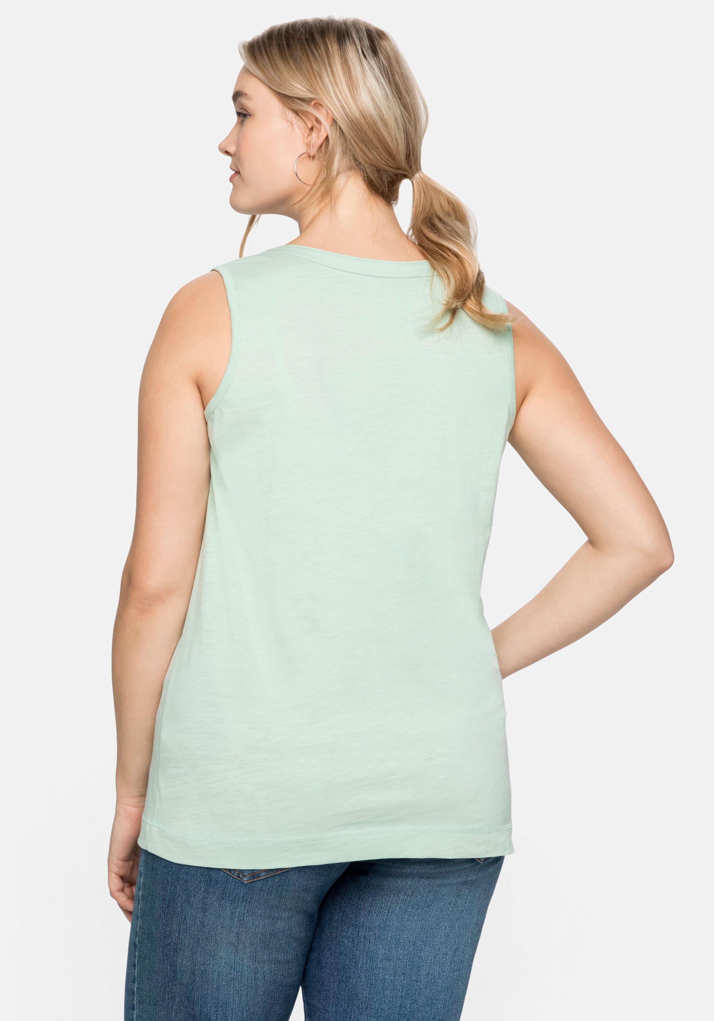 Tanktop mit Zierknopfleiste, geflammte Qualität