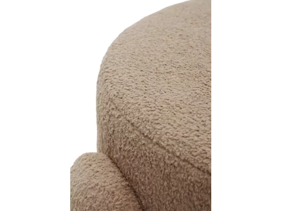 Structure du pouf et pieds tapissés en beige bouclé