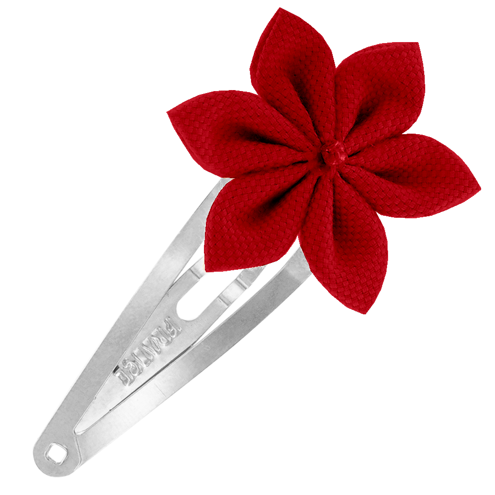 Barrette Clic-Clac Fleur Étoile Rouge Foncé