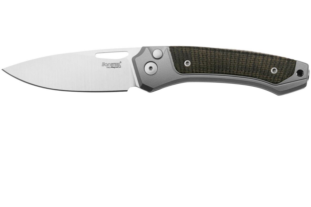 LionSteel Twain TW-GY-CVG Titanium, Green Canvas Micarta, zakmes, Gianni Pauletta design