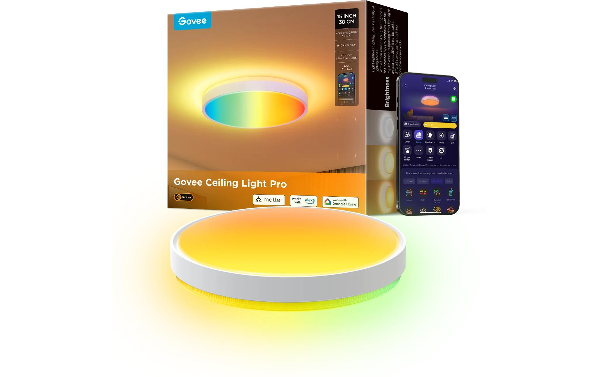 Deckenleuchte 38 cm, 24 W, 3500 lm, RGBIC + WWInnovative RGBIC + WW Lichtpaneele