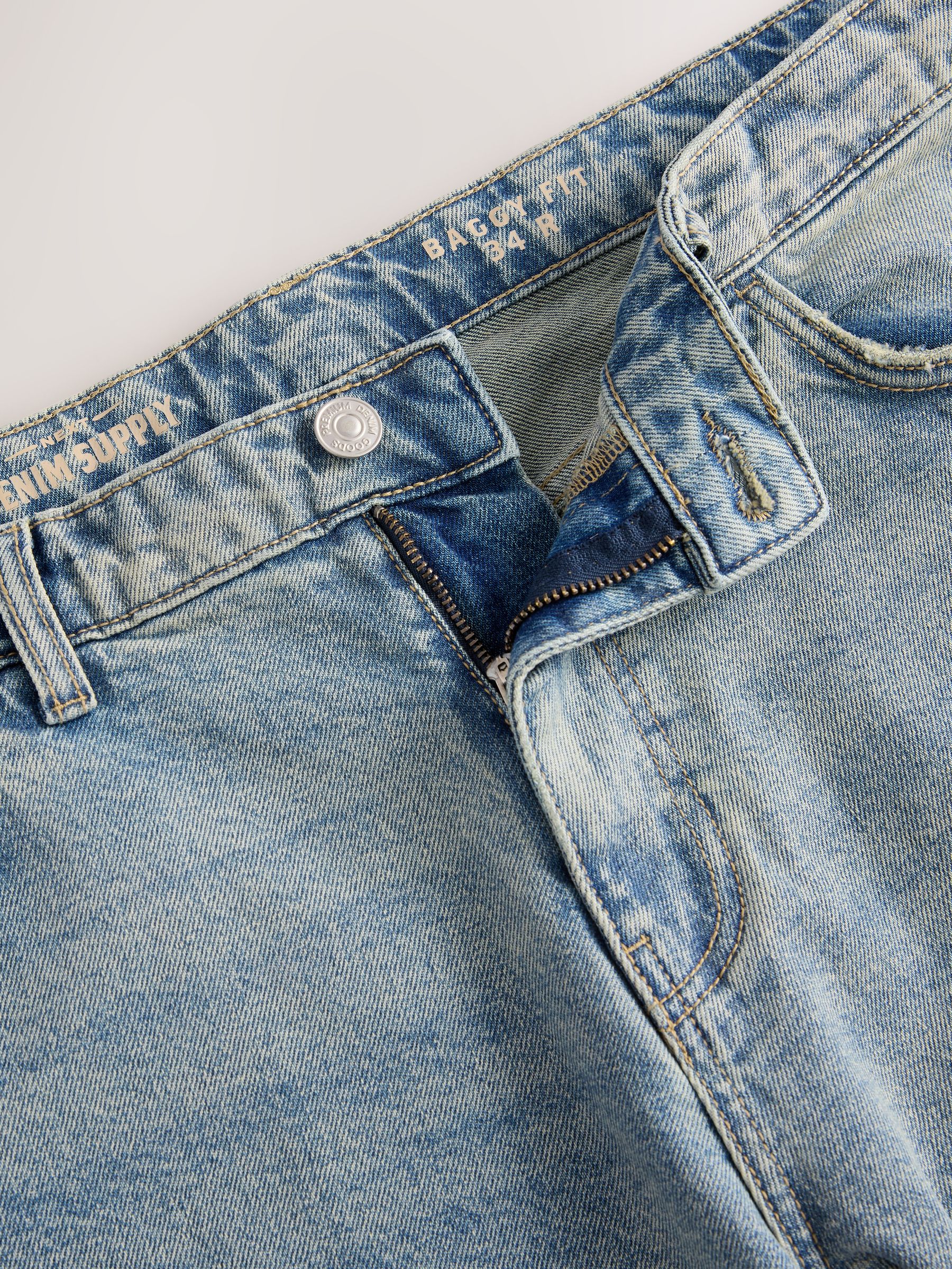 Lichtblauw - Baggy pasvorm - Vintage wash denim jeans