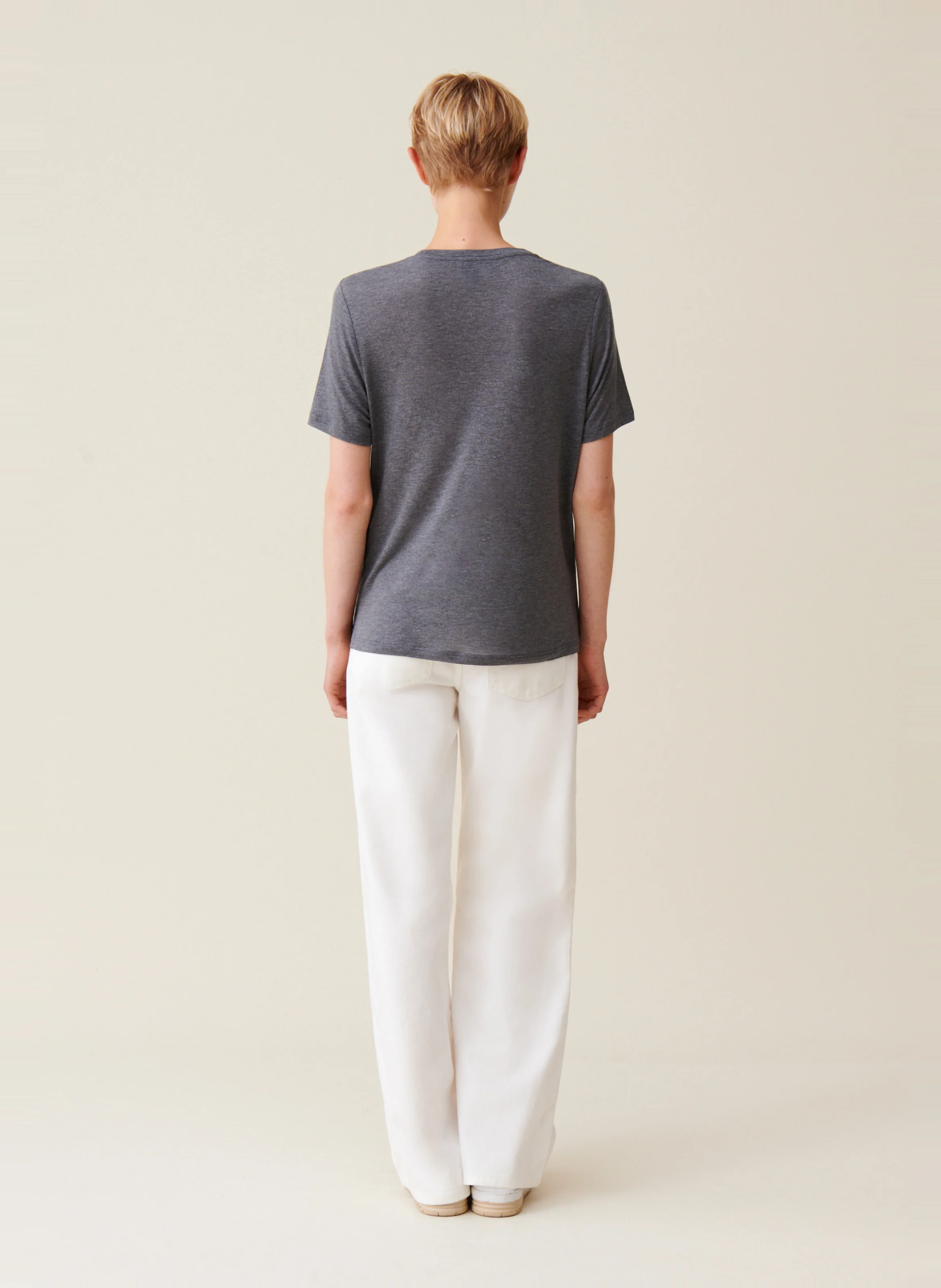 Tee-shirt manches courtes brodé | Gris