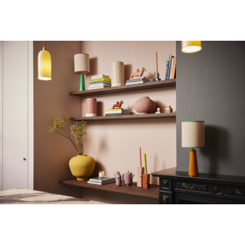 Lampenkap Theo-Bert Pot cilinder beige groen Ø 23 cm