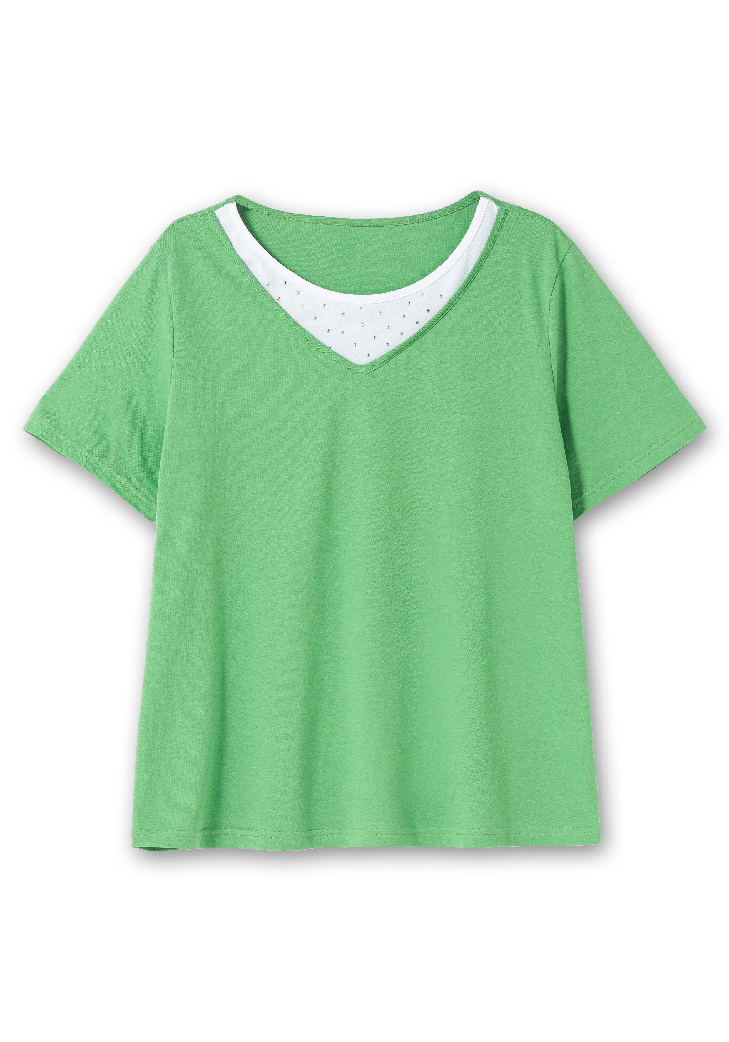 Kurzarmshirt in Layeroptik mit Ziernieten