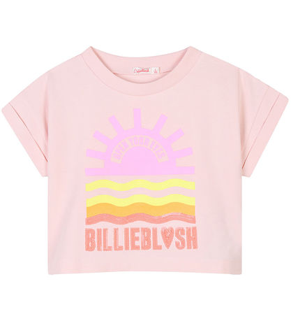 Billieblush T-Shirt - Kurz geschnitten - Rosa m. Print/Paillette