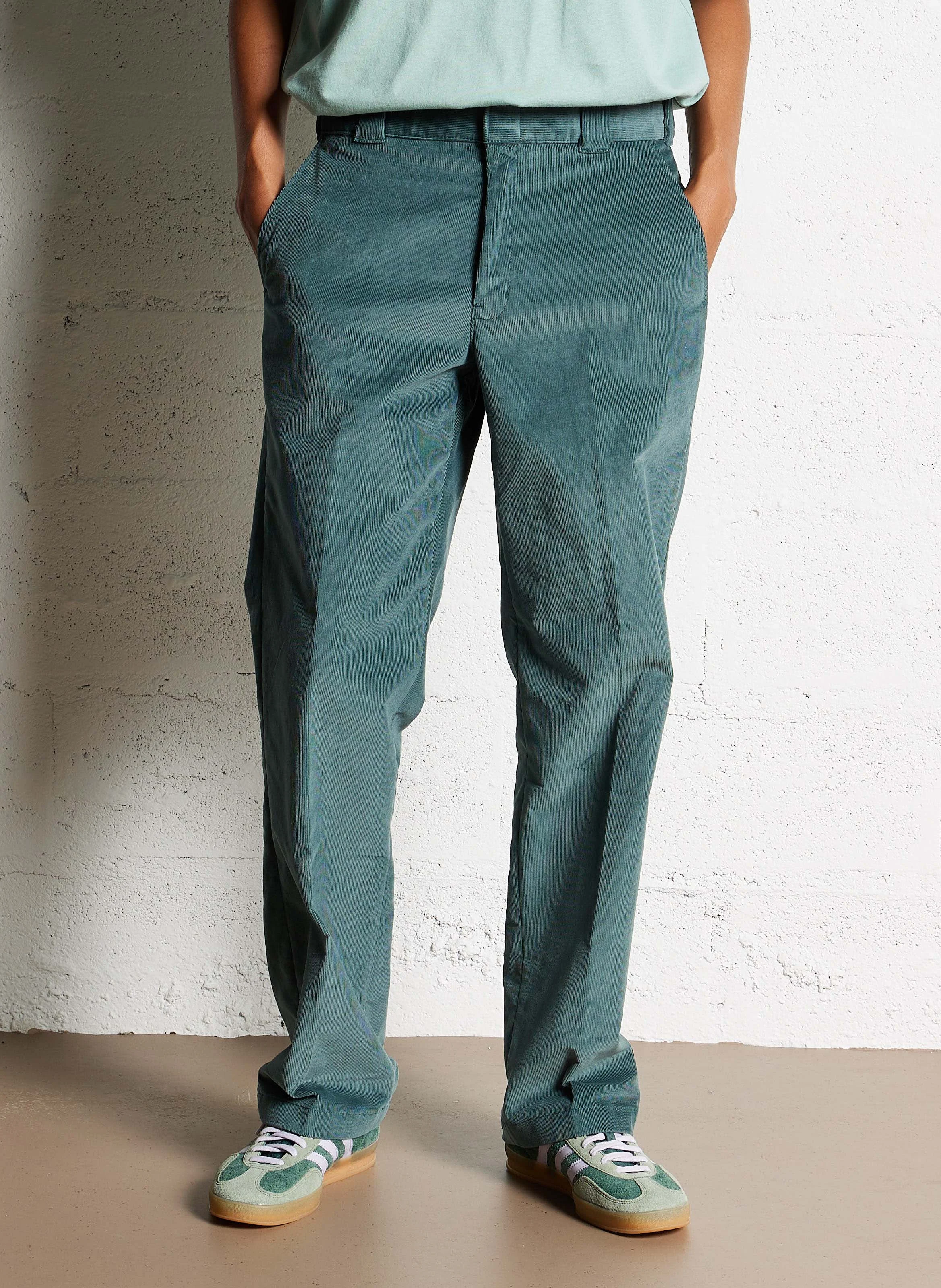 CORDUROY - Pantalon droit en coton mélangé | Vert