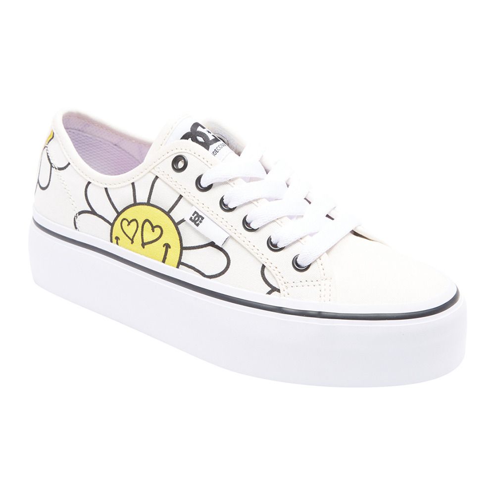 DC Shoes MANUEL PLATFORM - Sneakers Femme white/black/flower