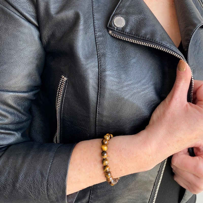 Bracelet extensible avec perles Oeil de Tigre